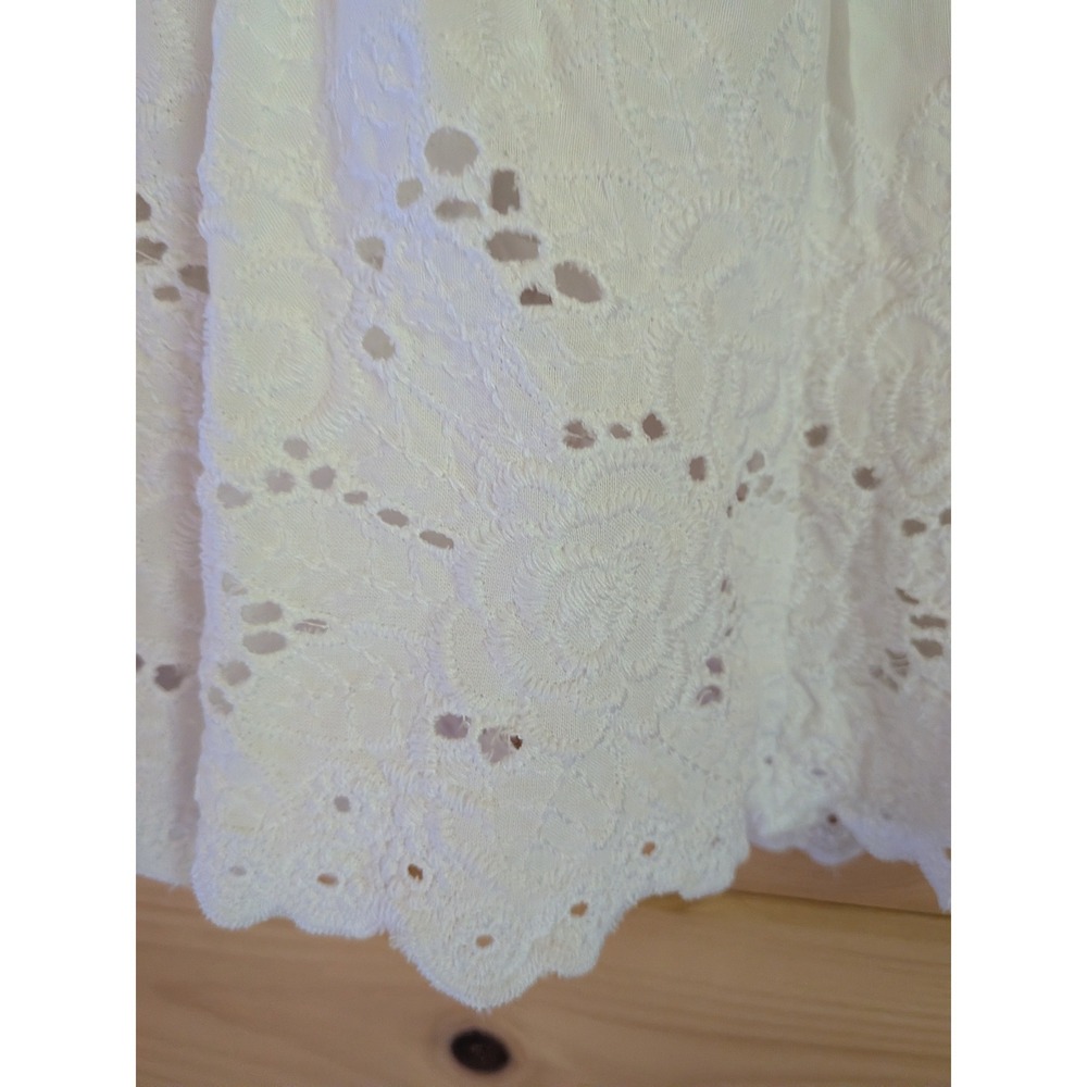 Tiered Eyelet Maxi Skirt S Boho Cottagecore Romantic Peasant Flowy Ethereal - Picture 2 of 8